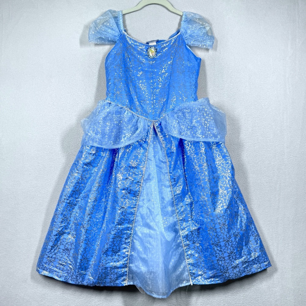 Disney Parks Cinderella Dress Costume Girls 10 12 Glitter Tulle Layered Princess